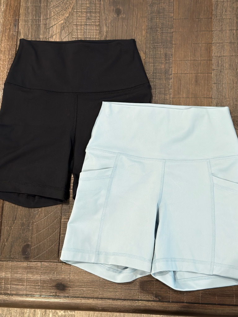Yogalicious Lux Everyday 5” Shorts Athletic Set Of 2 Black And Light Blue S